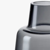 Small Holmegaard Flora Vase in Smoke, 4.7-inch mouth-blown glass with wide base and short neck by Louise Campbell.