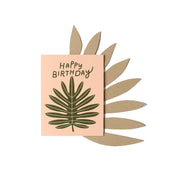 Worthwhile Paper Birthday Leaf Card with fresh leaf design. Handmade eco-friendly card, A2 size, blank inside, includes recycled paper envelope.