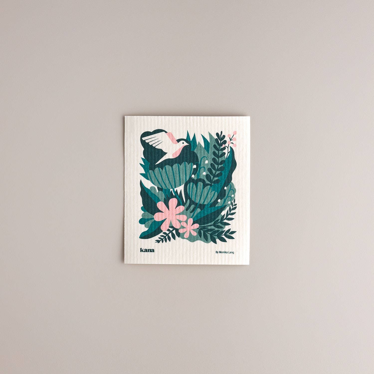 Kana Swedish Dishcloths, set of 9. Three organic flora + fauna designs by Monika Lang, compostable cellulose/cotton blend, made in Sweden.