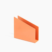 Poketo Forms Desk Organizer Set of 3 in blue dome, coral slant, and pink scallop shapes. Hand-painted metal organizers for stylish desks.