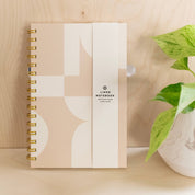 Worthwhile Paper Form Geometry Lined Notebook with neutral geometric design. Handmade wire-bound journal with cotton cover and recycled lined paper, 5.5 × 8.5 inches.