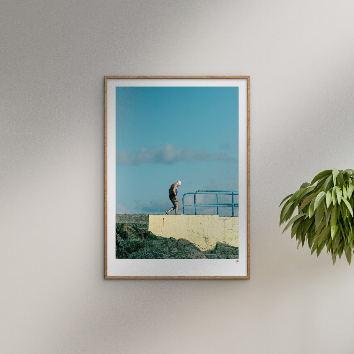 Poster & Frame Lady Good Diver Poster by Christian Askjær. 50 × 70 cm Scandinavian art print featuring bold figurative diver. Rolled, unframed print.