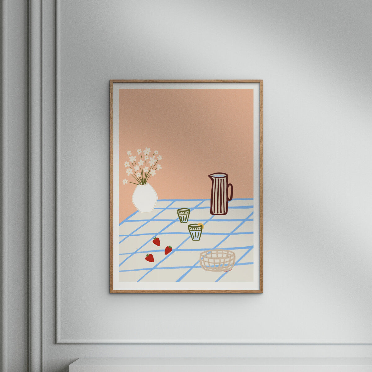 Poster & Frame Summer Picnics Print by Engberg Studio. 50 × 70 cm Scandinavian wall art featuring colorful picnic scene in bright summer tones.