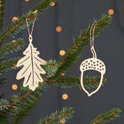Leaf and Acorn Ornament Set