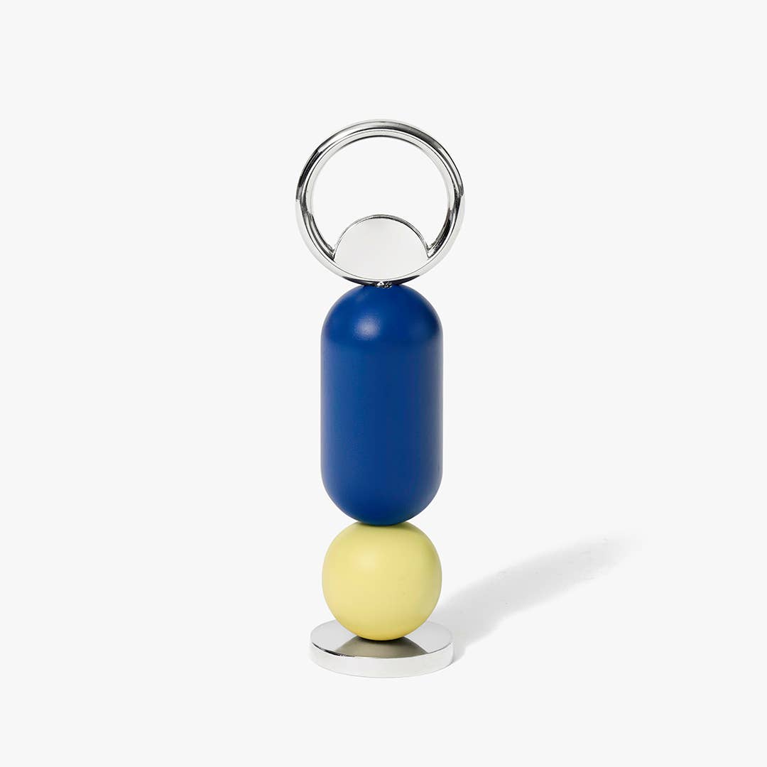 Areaware Abaco Bottle Opener with colorful wood beads on zinc alloy base, inspired by the abacus.