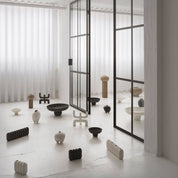 101 Copenhagen Tube Candleholder Mini hand-glazed ceramic with sculptural lamella design, holds two candles.