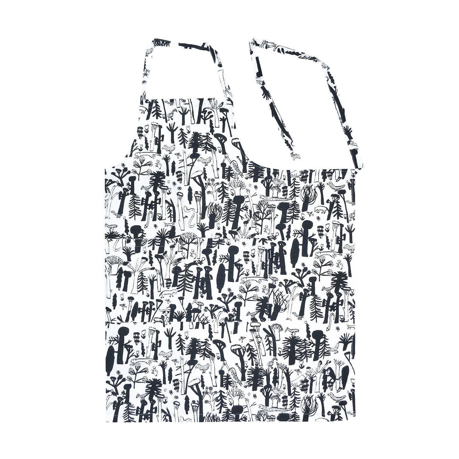Black forest-pattern linen-cotton apron by Laura Carlin.