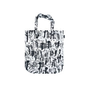 Black forest-pattern linen-cotton tote bag by Laura Carlin, 15" x 17".