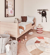 OYOY Living Design Living Dot Cotton Rope Basket Set in clay, dotted cotton rope baskets with handles, set of 2 nesting storage baskets.
