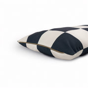 Eco-friendly modern dog bed in checkered pattern, made from Better Cotton™ canvas with recycled PET fill.