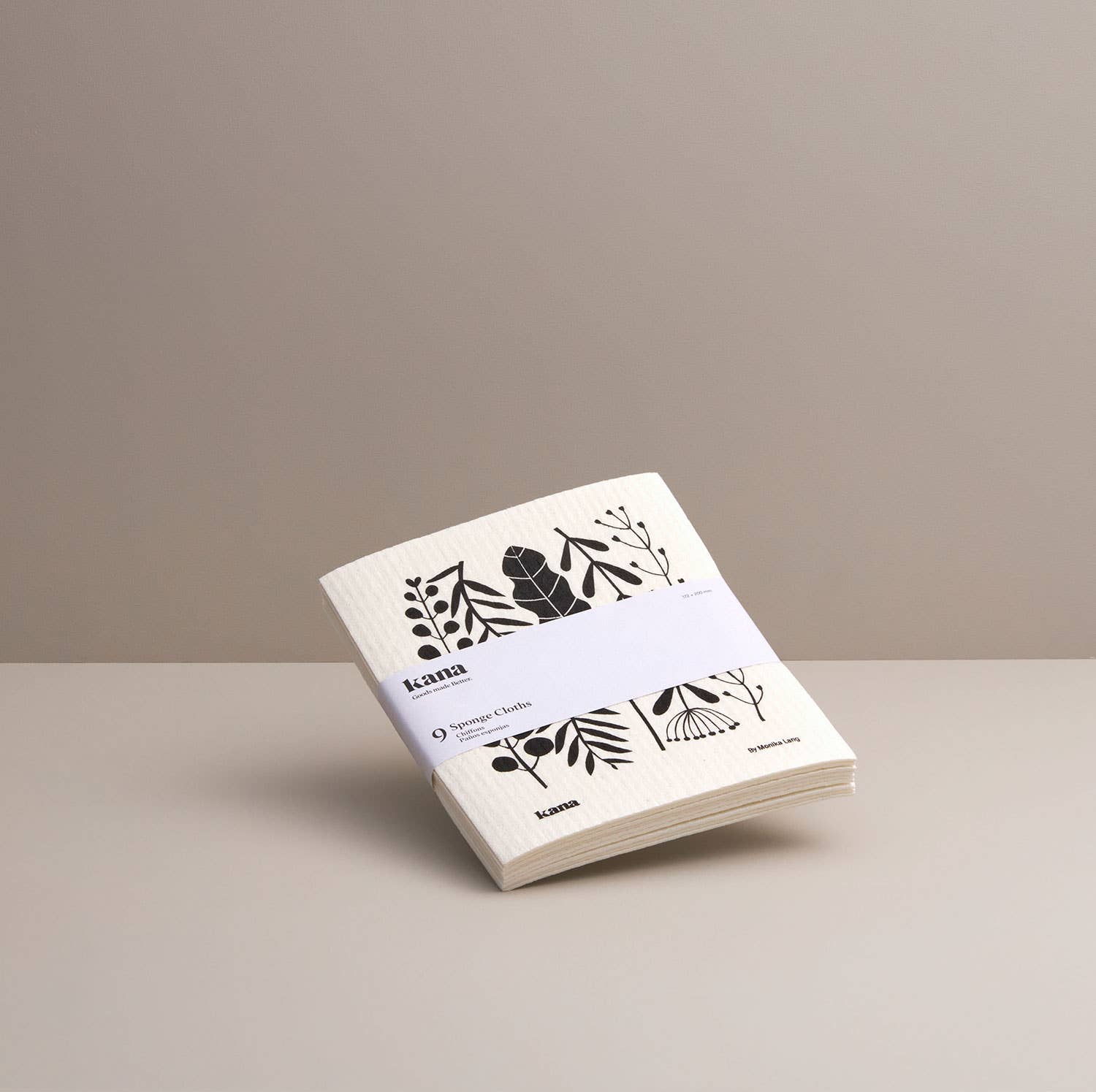 Kana Swedish Dishcloths, set of 9. Three organic flora + fauna designs by Monika Lang, compostable cellulose/cotton blend, made in Sweden.