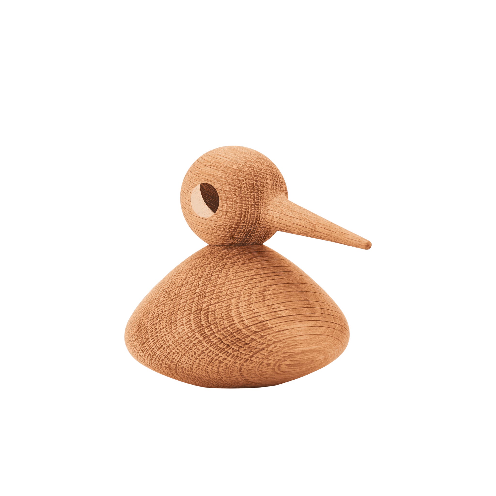 Architectmade BIRD by Kristian Vedel, handmade in oak with wenge and maple eyes, available in Small, Large, and Chubby sizes.