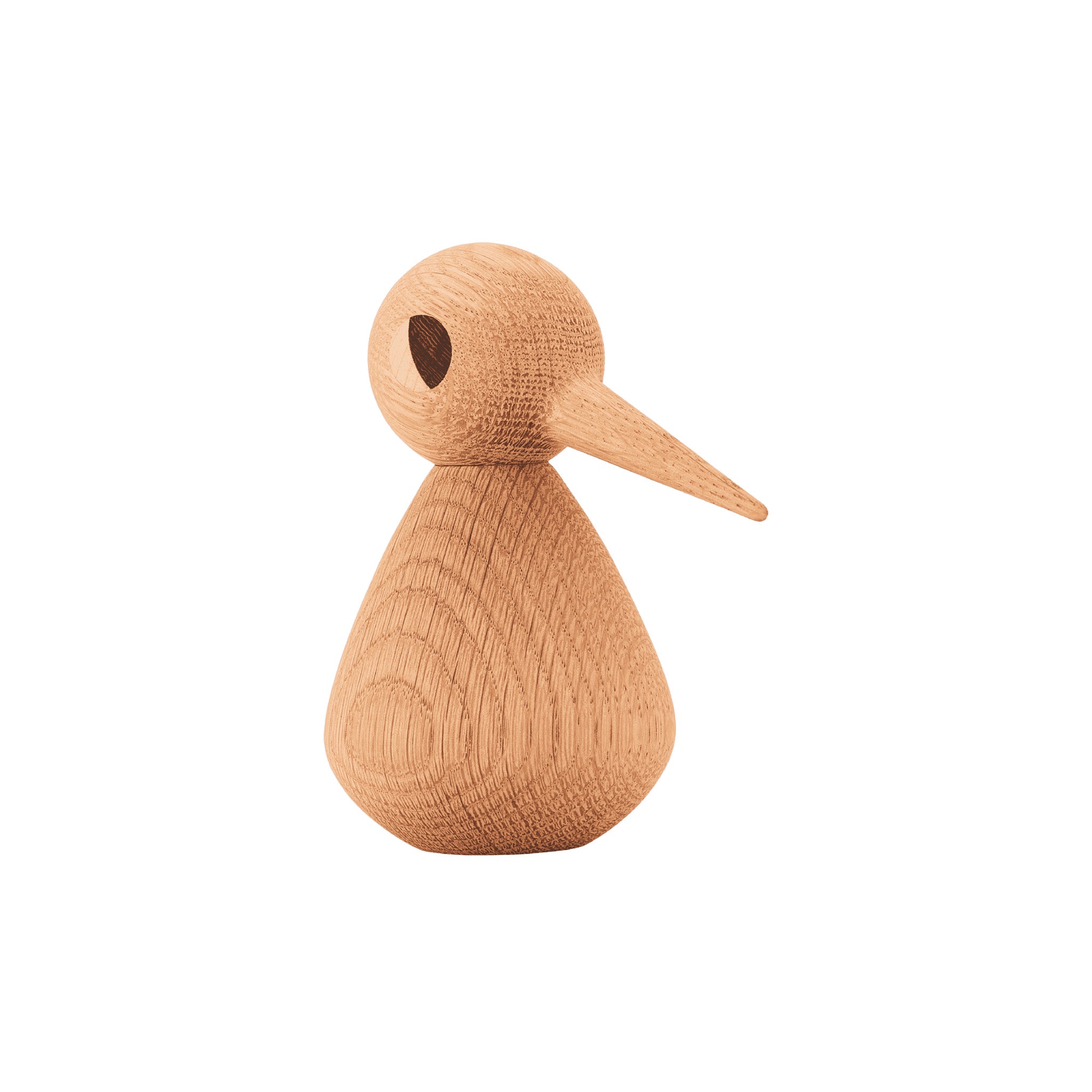 Architectmade BIRD by Kristian Vedel, handmade in oak with wenge and maple eyes, available in Small, Large, and Chubby sizes.