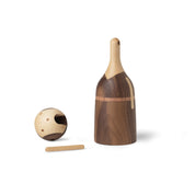 Architectmade Kin figurines by Lars Beller Fjetland, handmade in walnut, mahogany, and maple with tilting heads, shown in a mix-and-match constellation.