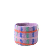 Aveva Design Flower Pot 25, 100% wool with waterproof rubber lining. Handmade in Nepal, 14 × 14 cm colorful pot for playful, stylish plant décor.