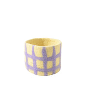 Aveva Design Flower Pot 25, 100% wool with waterproof rubber lining. Handmade in Nepal, 14 × 14 cm colorful pot for playful, stylish plant décor.