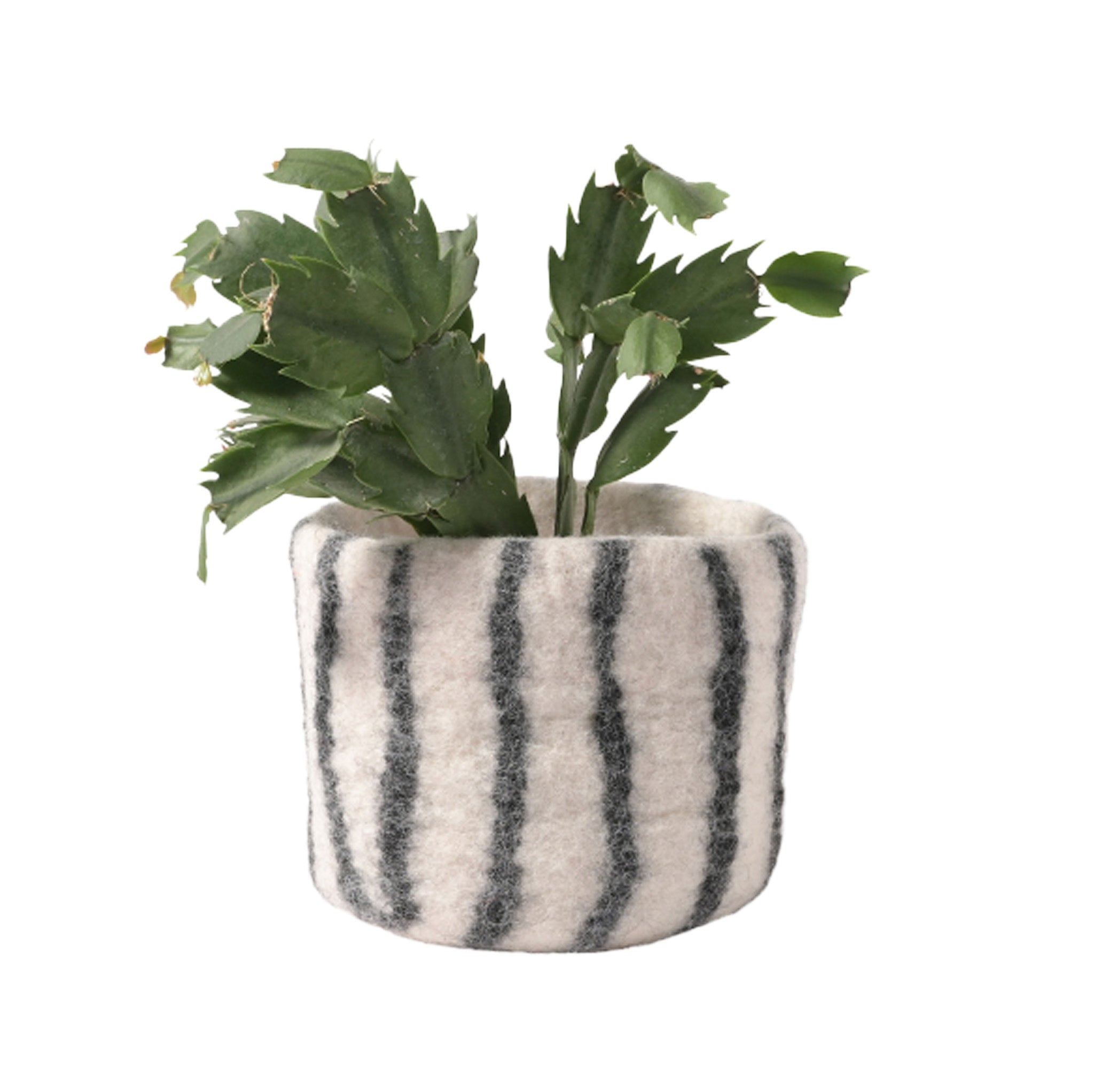 Aveva Design Flower Pot 25, 100% wool with waterproof rubber lining. Handmade in Nepal, 14 × 14 cm colorful pot for playful, stylish plant décor.
