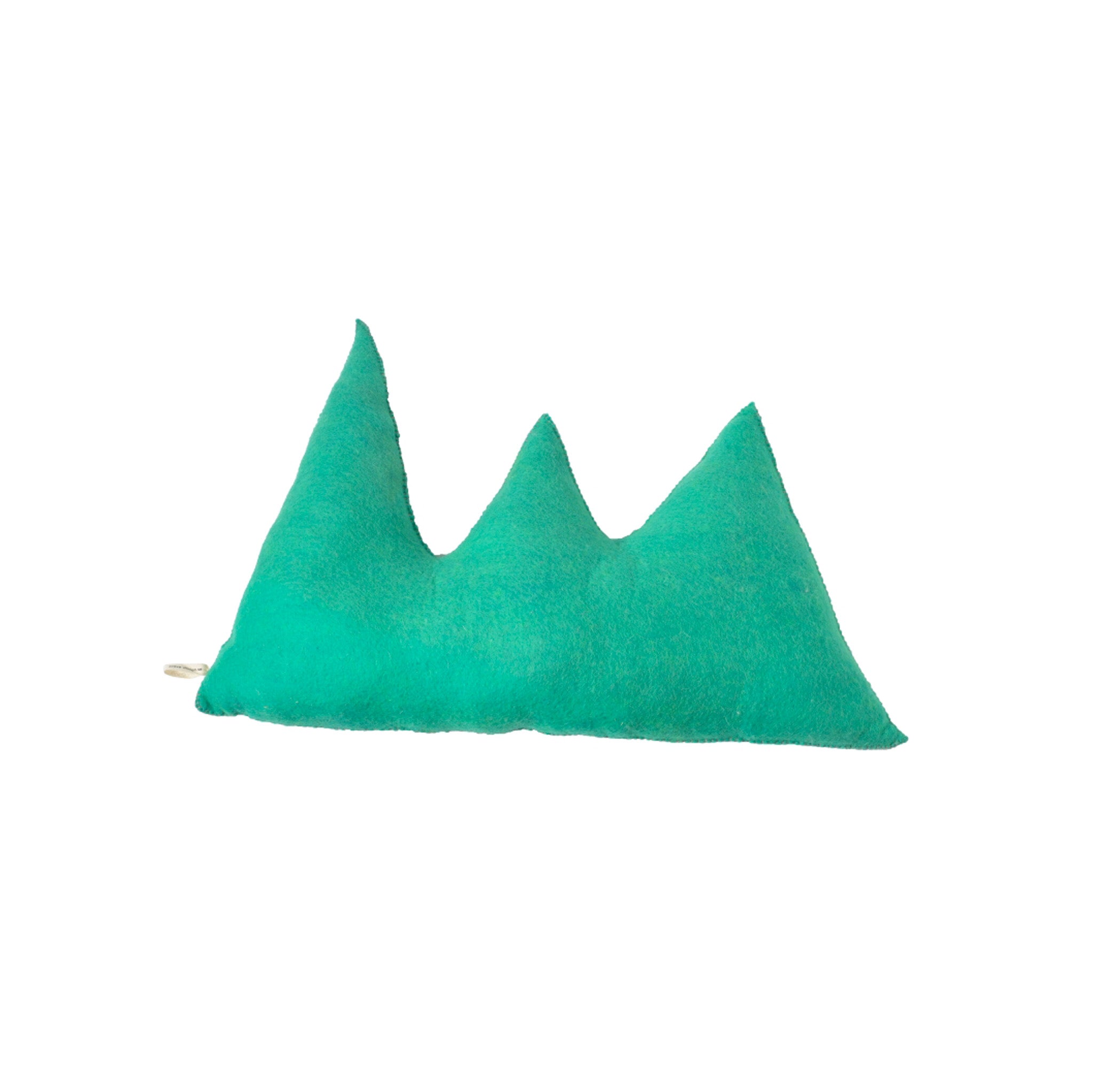 Aveva Design Mountain Cushion, handmade in Nepal from 100% wool with recycled polyester filling. Mountain-shaped pillow for kids or cozy home décor.