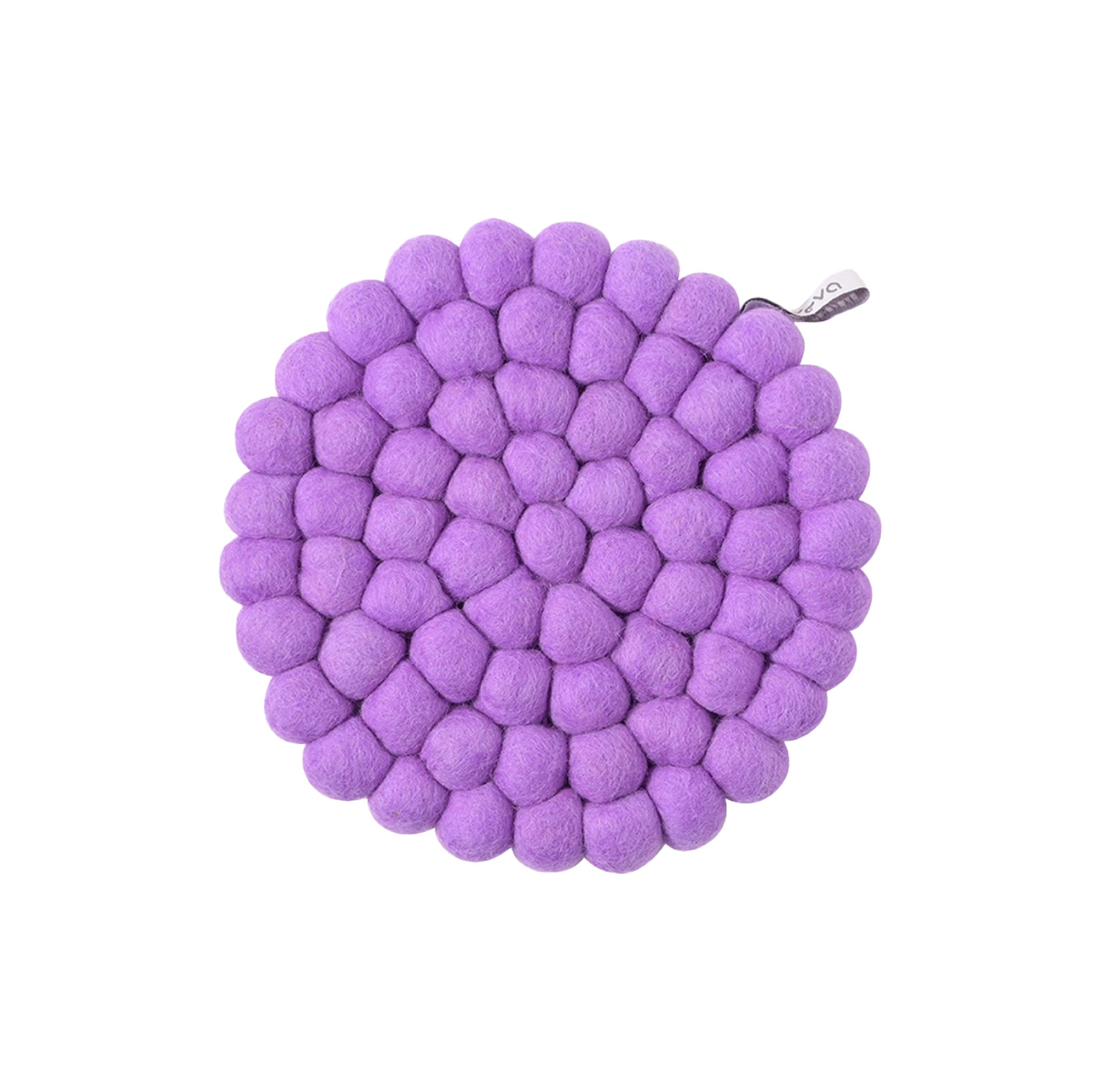 Aveva Design Round Wool Trivet, handmade wool circle design in multiple colors. Protects tables with playful style.