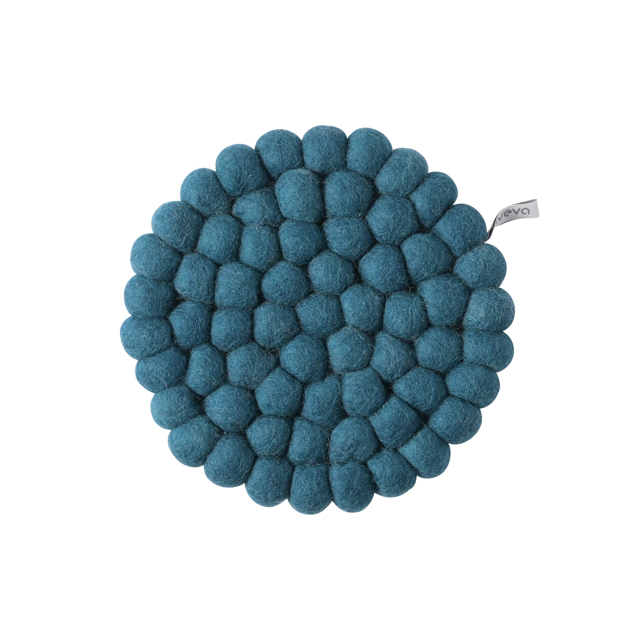 Aveva Design Round Wool Trivet, handmade wool circle design in multiple colors. Protects tables with playful style.