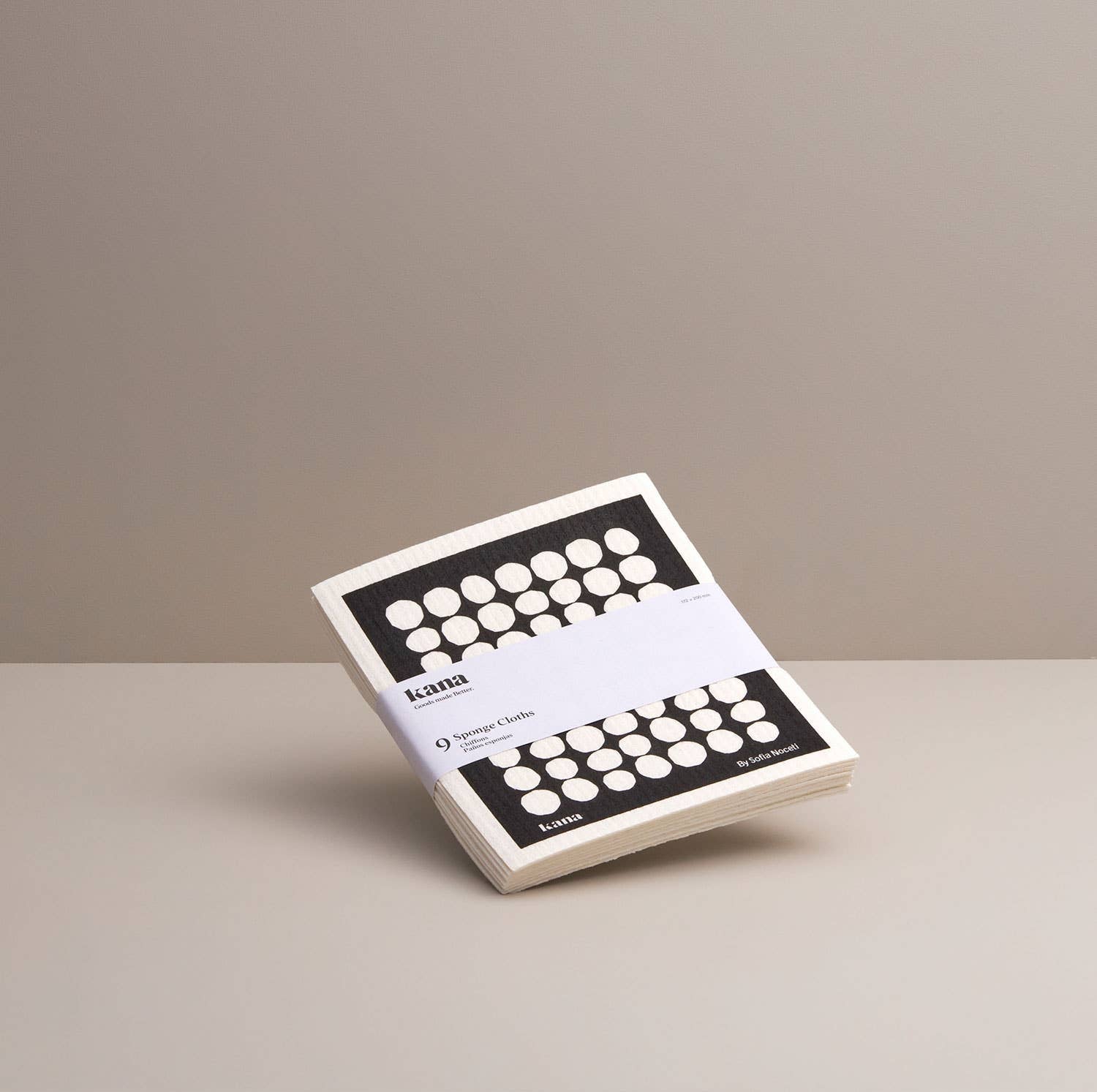 Kana Swedish Dishcloths, set of 9. Three nature-inspired prints by Sofia Noceti, compostable cellulose/cotton blend, made in Sweden.