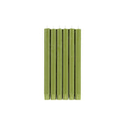 Set of 6 British Colour Standard Eco Dinner Candles in Olive, 10-inch hand-poured stearin tapers in recyclable gift box.