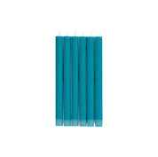 Set of 6 British Colour Standard Eco Dinner Candles in Petrol Blue, 10-inch hand-poured stearin tapers in recyclable gift box.