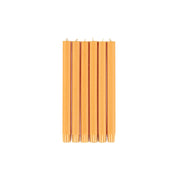 Set of 6 British Colour Standard Eco Dinner Candles in Saffron, 10-inch hand-poured stearin tapers in recyclable gift box.