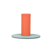 Tall Two-Tone Candleholder in Opaline & Marigold by British Colour Standard. Handmade recyclable steel with protective base pad, fits Eco Dinner Candles or tapers, Scandi Citrus design.