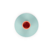 Tall Two-Tone Candleholder in Opaline & Marigold by British Colour Standard. Handmade recyclable steel with protective base pad, fits Eco Dinner Candles or tapers, Scandi Citrus design.