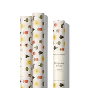 Red Cap Cards For You Gift Wrap, illustrated by Jon Klassen. Gift wrap with quirky trees, flowers, and balloons with eyes. Recycled paper, set of 3 rolled sheets, 19 × 27 inches.