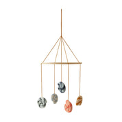 OYOY Lollipop Mobile in multi, striped cotton baby nursery mobile with wooden ring.