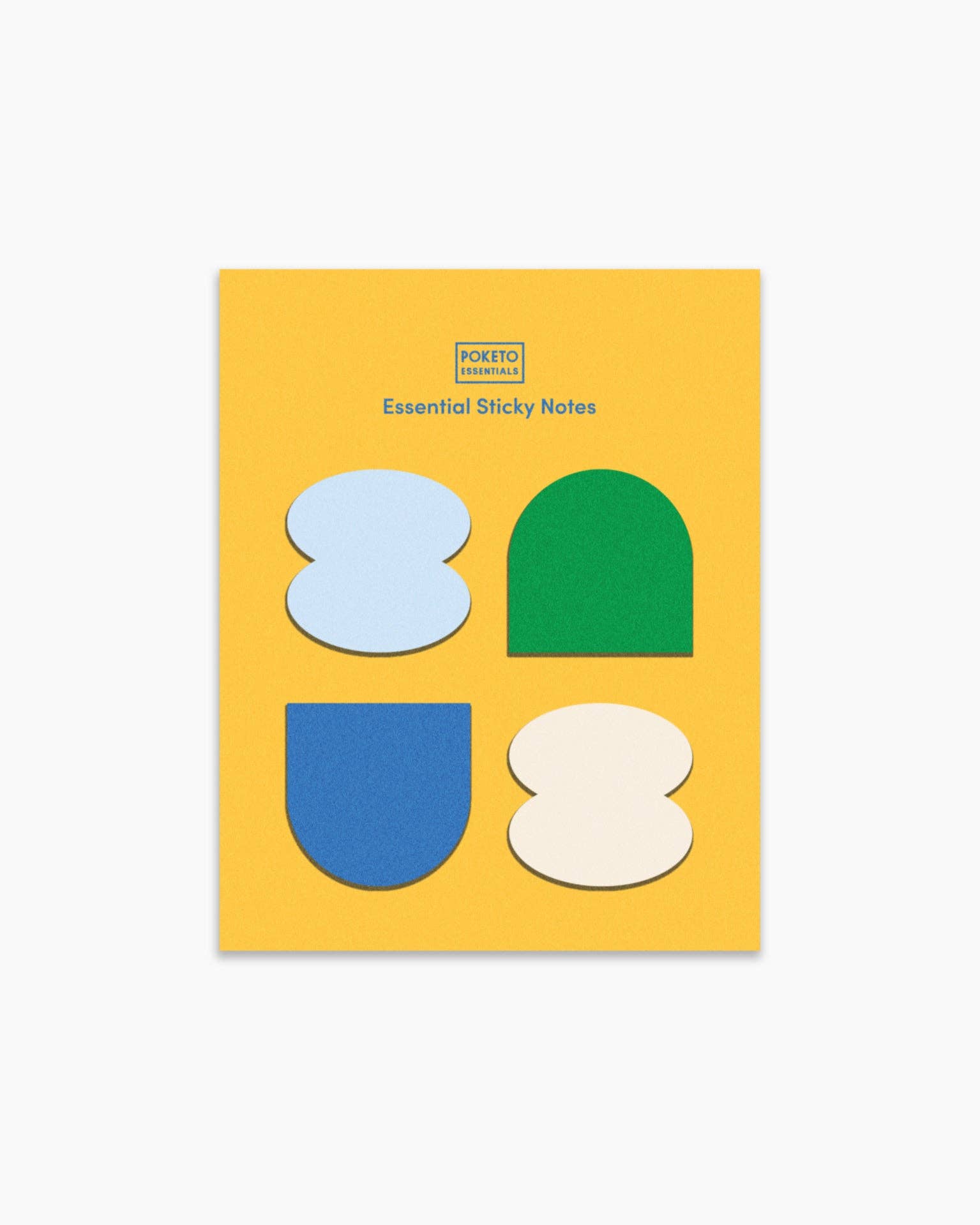 Poketo Essential Sticky Notes set with 4 colorful shapes. Fun sticky notes for reminders, to-dos, and planners.