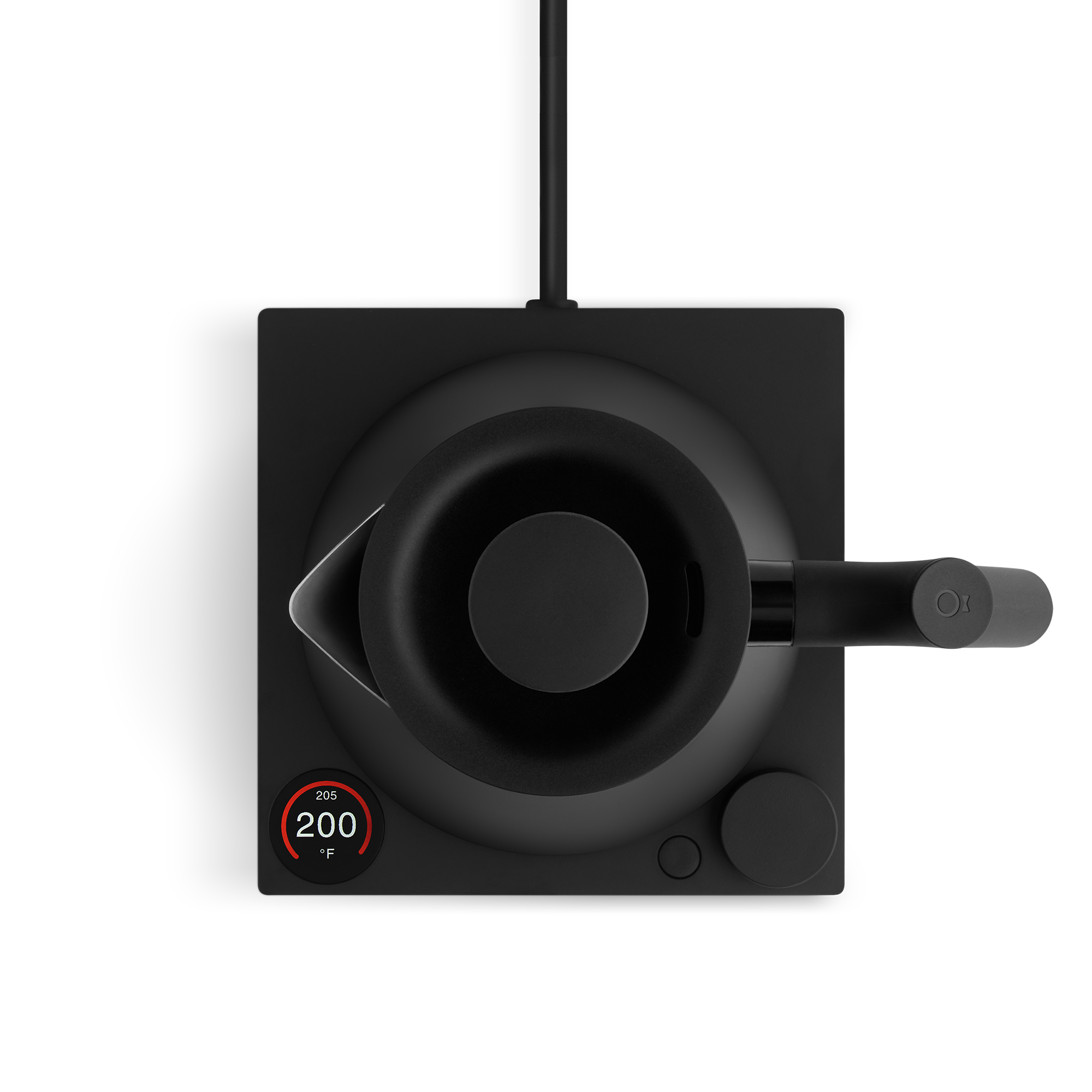 Fellow Corvo EKG Pro Electric Kettle in matte black, 0.9 L stainless steel body with precision temperature control and full-color LCD screen.