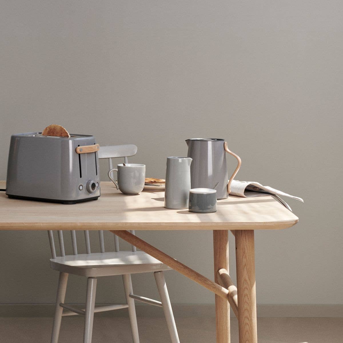 Stelton Emma Milk Jug in grey porcelain, 10.1 oz, part of the Emma Series.
