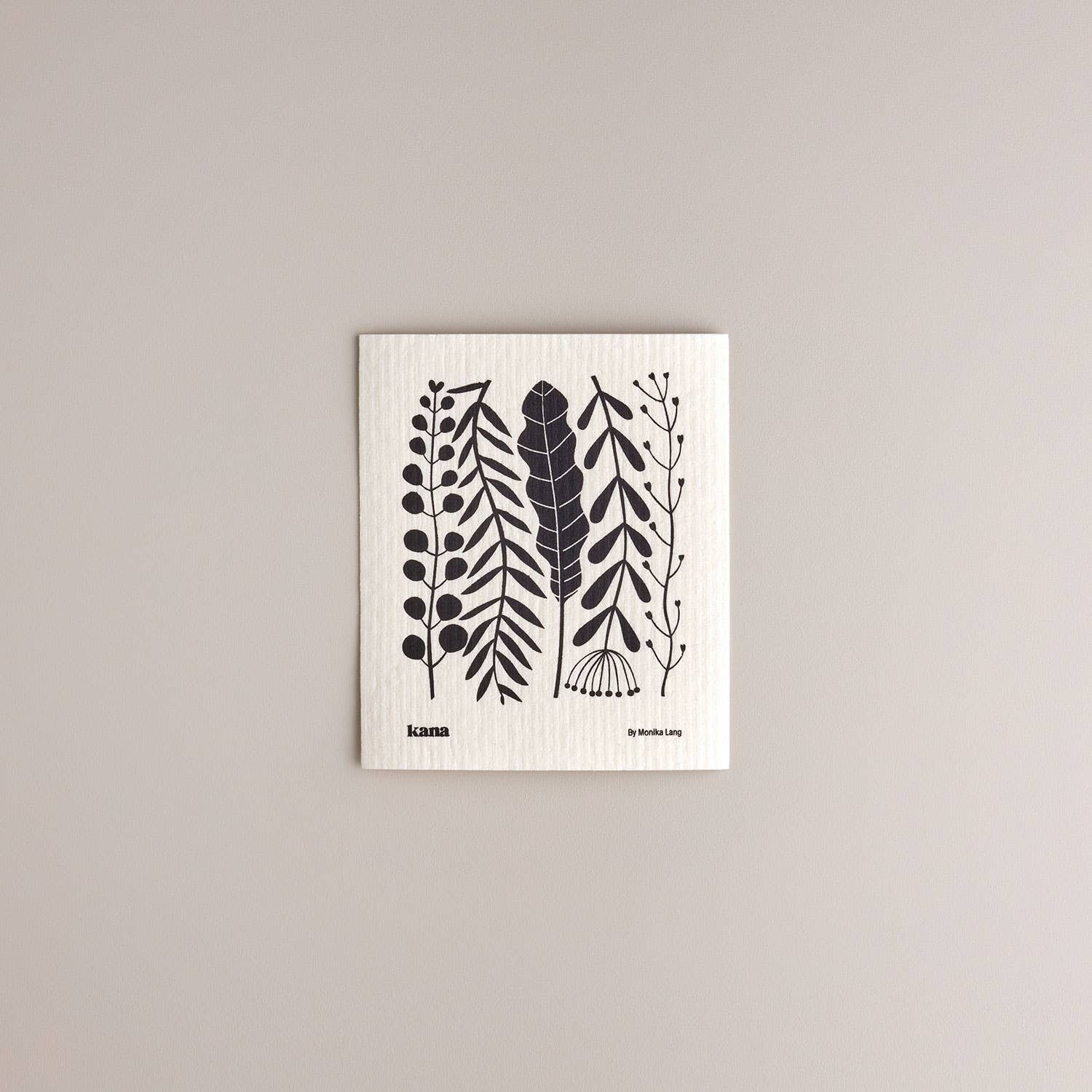 Kana Swedish Dishcloths, set of 9. Three organic flora + fauna designs by Monika Lang, compostable cellulose/cotton blend, made in Sweden.