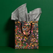 Red Cap Cards Black Stripe Tissue Paper, illustrated by Dylan Mierzwinski. Set of 5 black and white striped tissue sheets, 20 × 30 inches, 17 gsm.