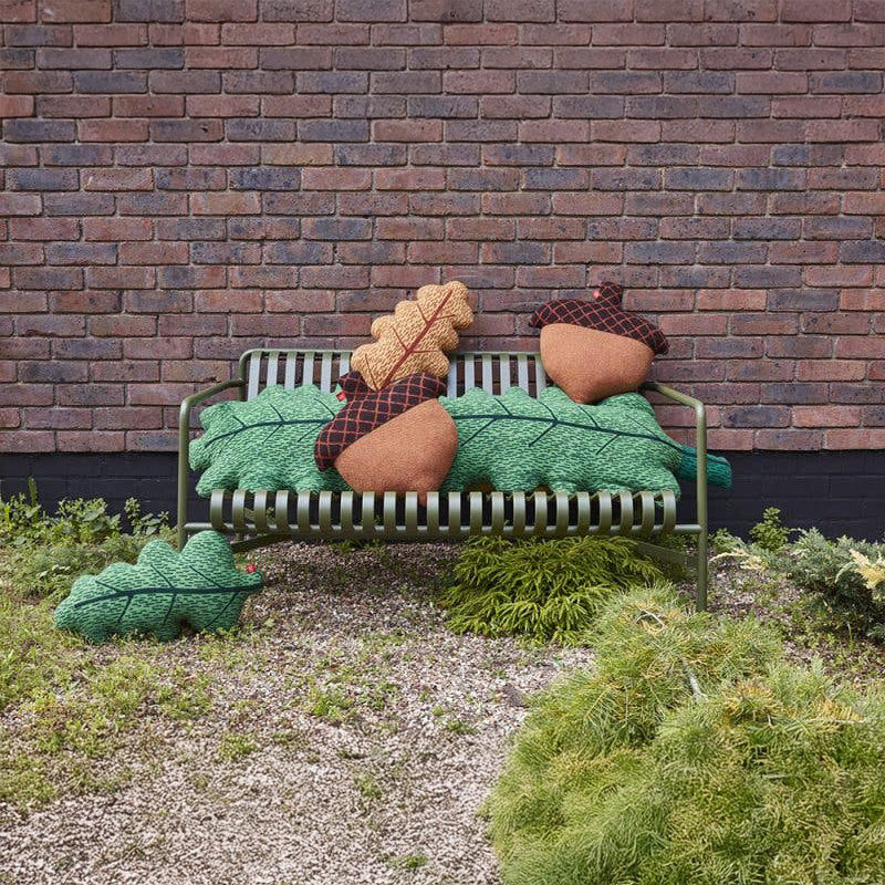 Donna Wilson Leaf Cushion in green lambswool, oak-leaf shaped pillow inspired by the forest.