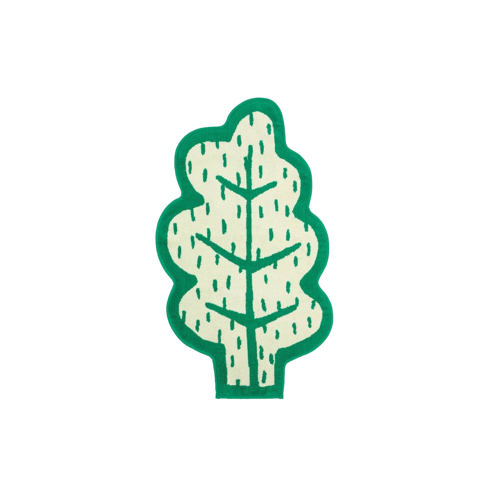 Donna Wilson Leaf-shaped cotton bath mat, quirky green bathroom rug.