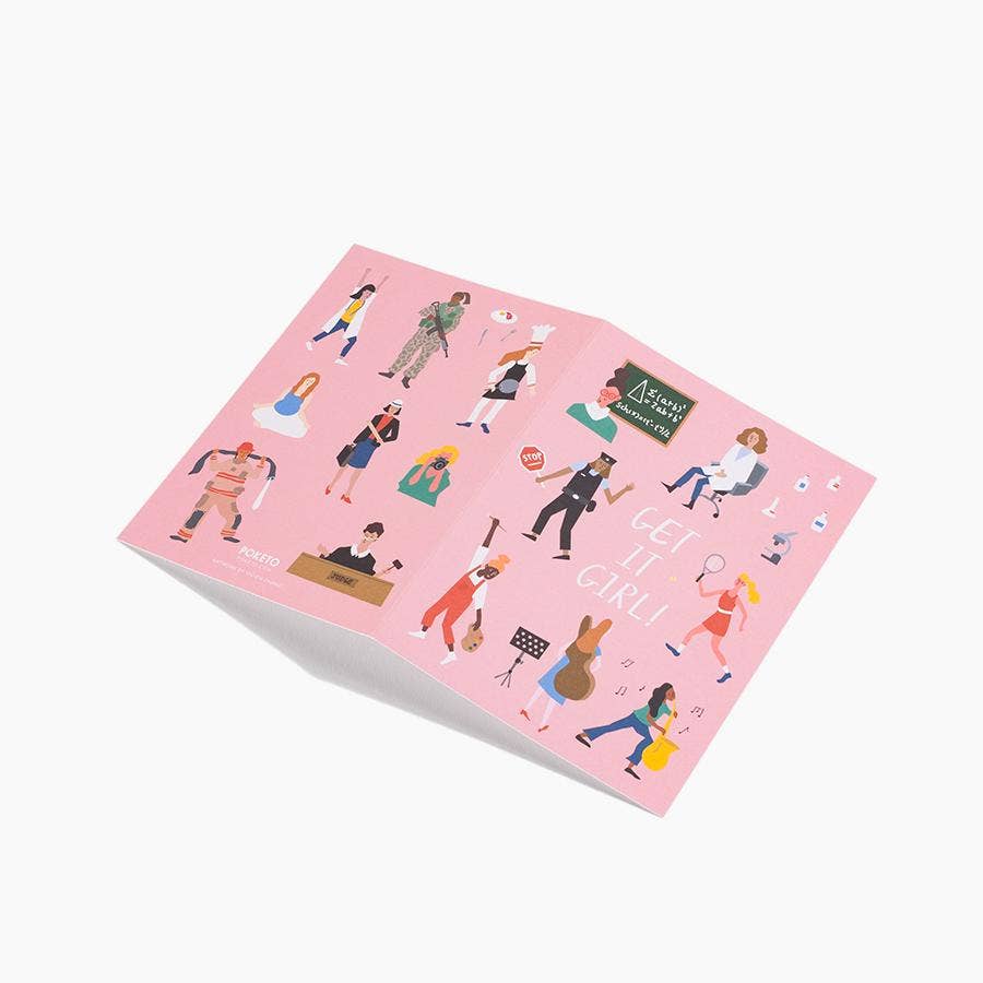 Get It Girl Card by Vivien Zhang, eco-friendly greeting card printed on FSC paper with soy ink, blank inside with envelope included.