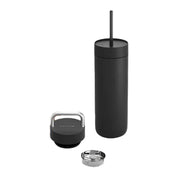 Fellow Carter 2-in-1 Chill Set in matte black, 16 oz insulated tumbler with straw lid and ceramic interior, gift-boxed.