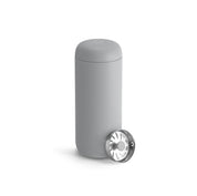 Fellow Carter Move Mug in matte stainless steel with ceramic-coated interior and splash-guard lid.