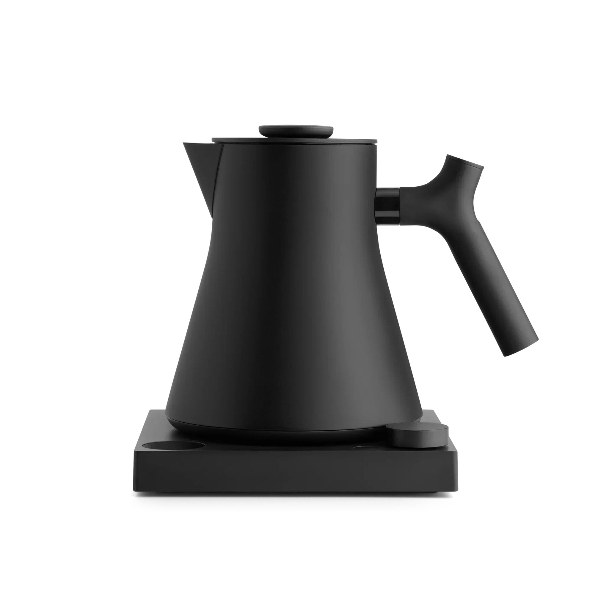 Fellow Corvo EKG Pro Electric Kettle in matte black, 0.9 L stainless steel body with precision temperature control and full-color LCD screen.