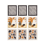 Kana Swedish Dishcloths, set of 9. Three nature-inspired prints by Sofia Noceti, compostable cellulose/cotton blend, made in Sweden.
