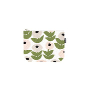 Grey floral linen-cotton zipper pouch by Hannele Äijälä, water-resistant, in two sizes.
