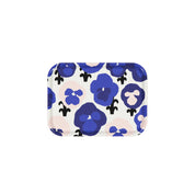 Blue, pink, and grey floral birch veneer tray by Hannele Äijälä, 10.6" x 7.9".