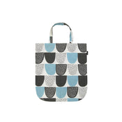 Light blue and black polka-dot linen-cotton tote bag by Hanna Konola, 15" x 17".