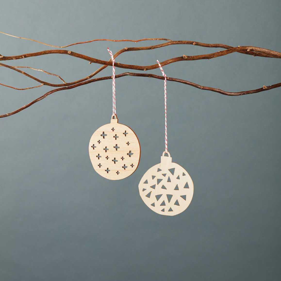 Triangle and Crosshatch Ball Ornament Set