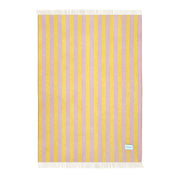 Maison Deux Candy Wrap Blanket in pink and yellow lambswool, reversible candy-stripe design, cozy modern throw.