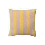 Maison Deux Candy Wrap Cushion Cover in yellow and pink 100% wool with bold vertical stripes, jacquard-woven.